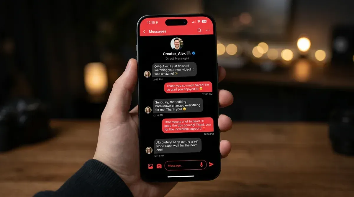 Conversation DM avec abonné satisfait